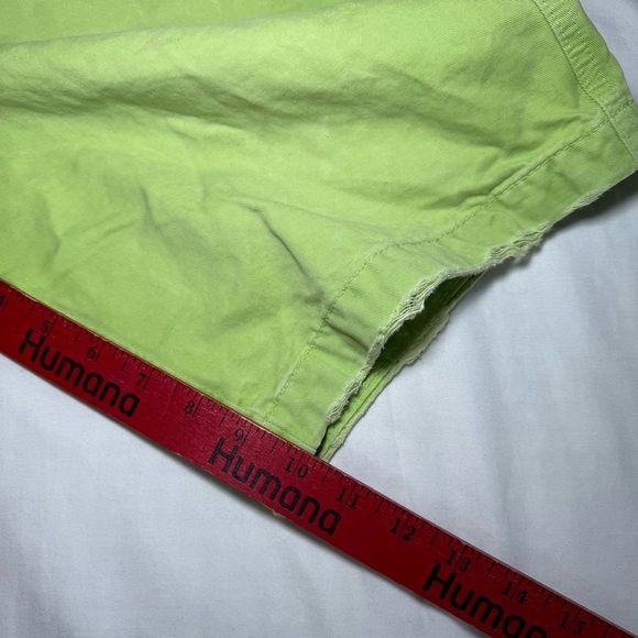 Abercrombie & Fitch Chino Button Fly Lime Green Shorts Mens 34 Distressed Y2K - Picture 6 of 10